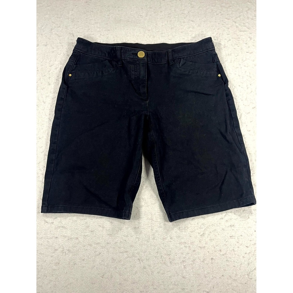 Chicos Bermuda Shorts Womens 00 Black Cotton Stretch Low Rise Casual Wear